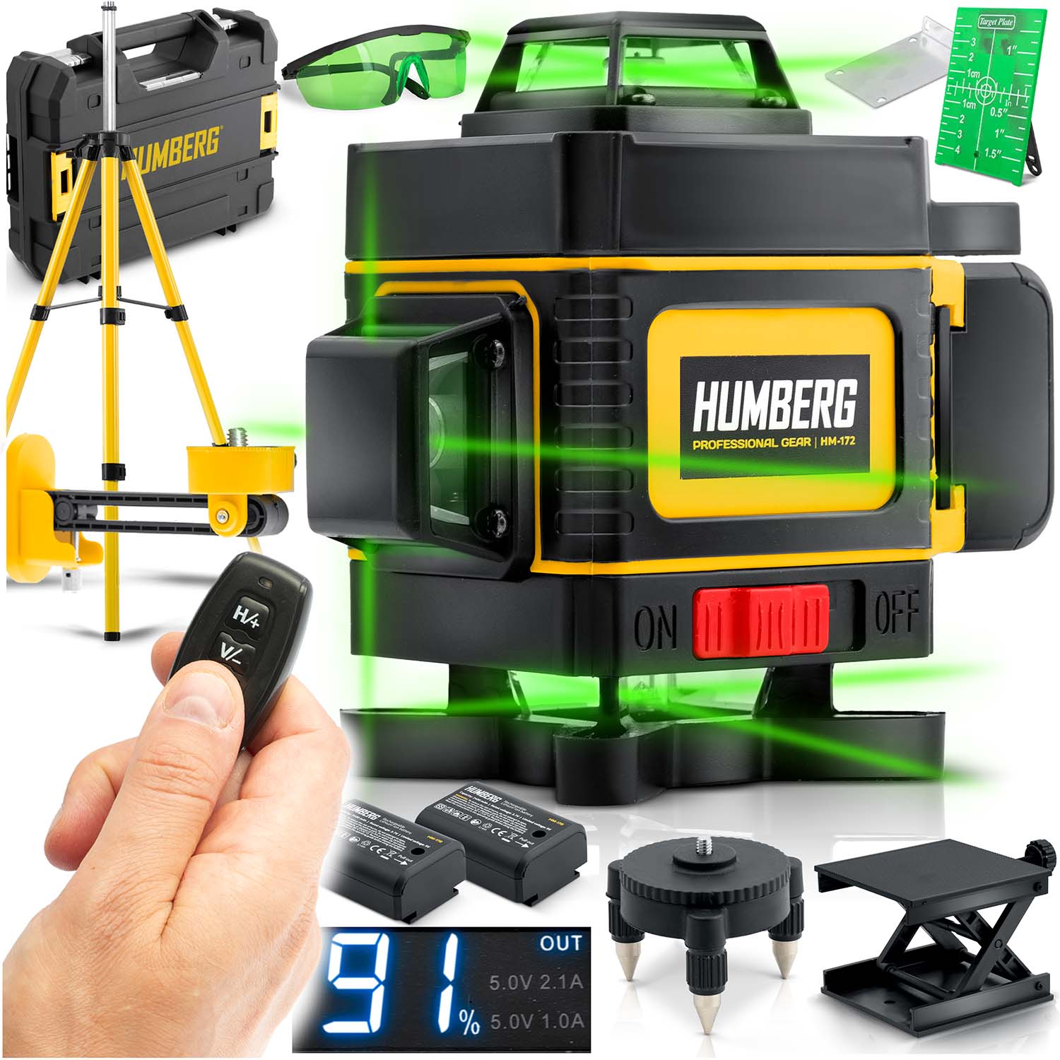 Laser krzyżowy w walizce + statyw Humberg HM-172